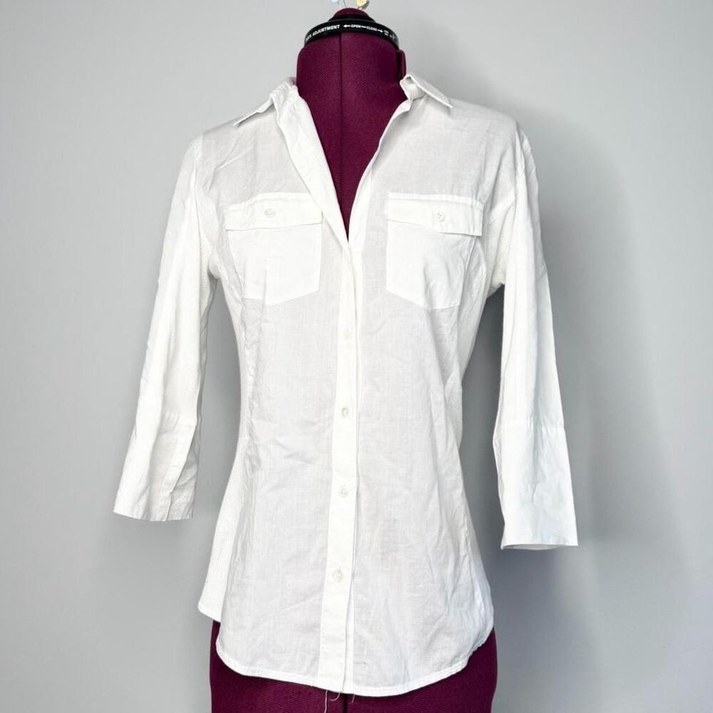 Vintage Ann Taylor Blouse Y2K Business Casual 3/4 Sleeves Lightweight Soft Small